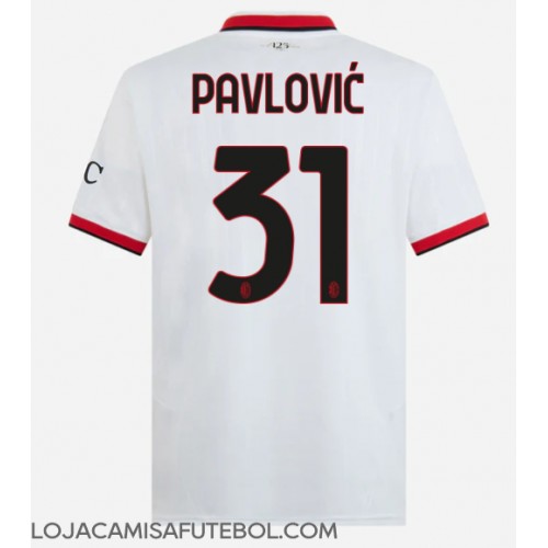 Camisa de Futebol AC Milan Strahinja Pavlovic #31 Equipamento Secundário 2024-25 Manga Curta